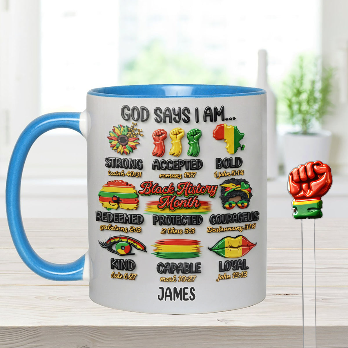 Mois de l'histoire des Noirs, Dieu dit que tu es - Mug personnalisé afro-américain avec agitateurs en acrylique
