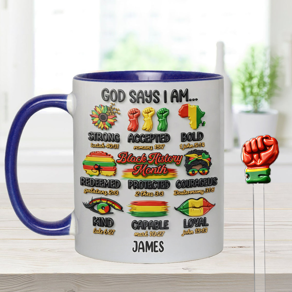 Mois de l'histoire des Noirs, Dieu dit que tu es - Mug personnalisé afro-américain avec agitateurs en acrylique