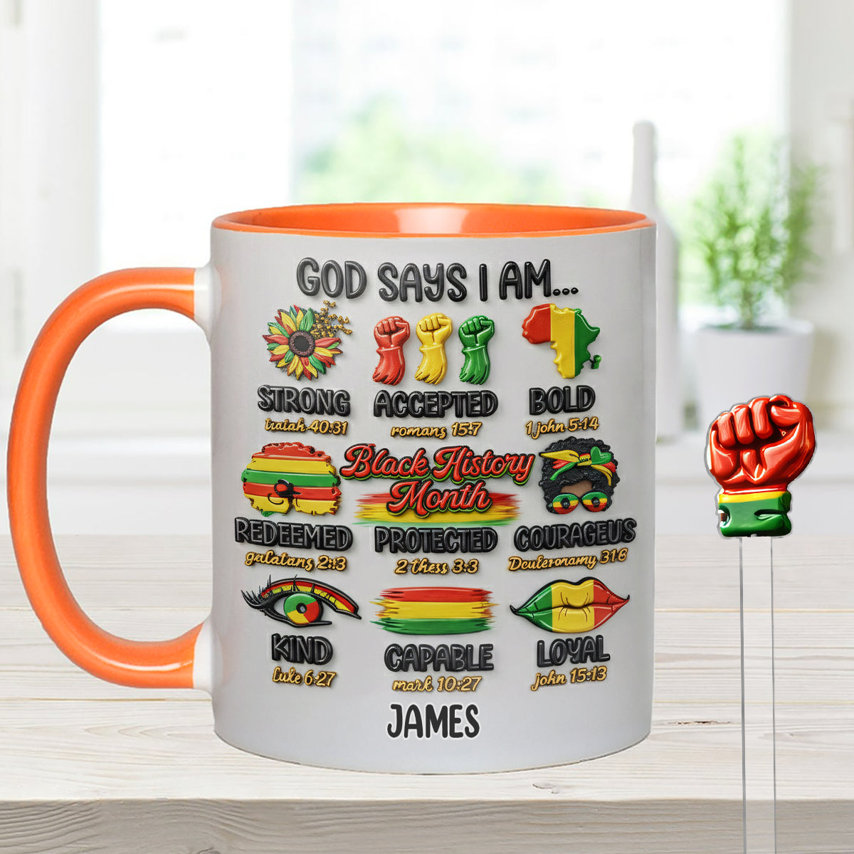 Mois de l'histoire des Noirs, Dieu dit que tu es - Mug personnalisé afro-américain avec agitateurs en acrylique