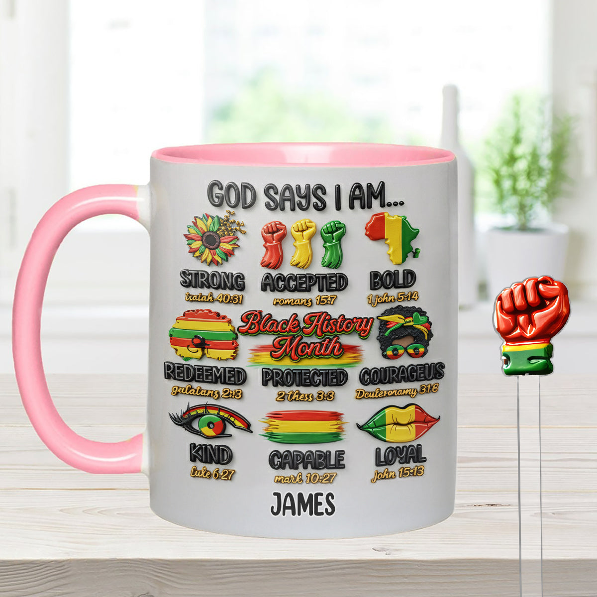 Mois de l'histoire des Noirs, Dieu dit que tu es - Mug personnalisé afro-américain avec agitateurs en acrylique