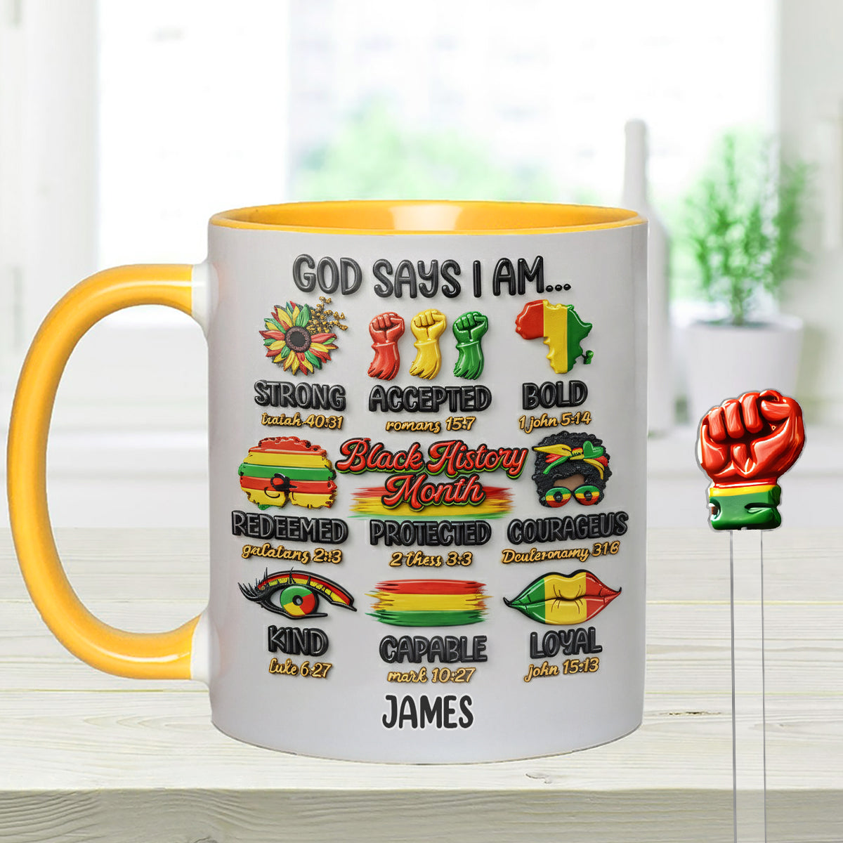 Mois de l'histoire des Noirs, Dieu dit que tu es - Mug personnalisé afro-américain avec agitateurs en acrylique