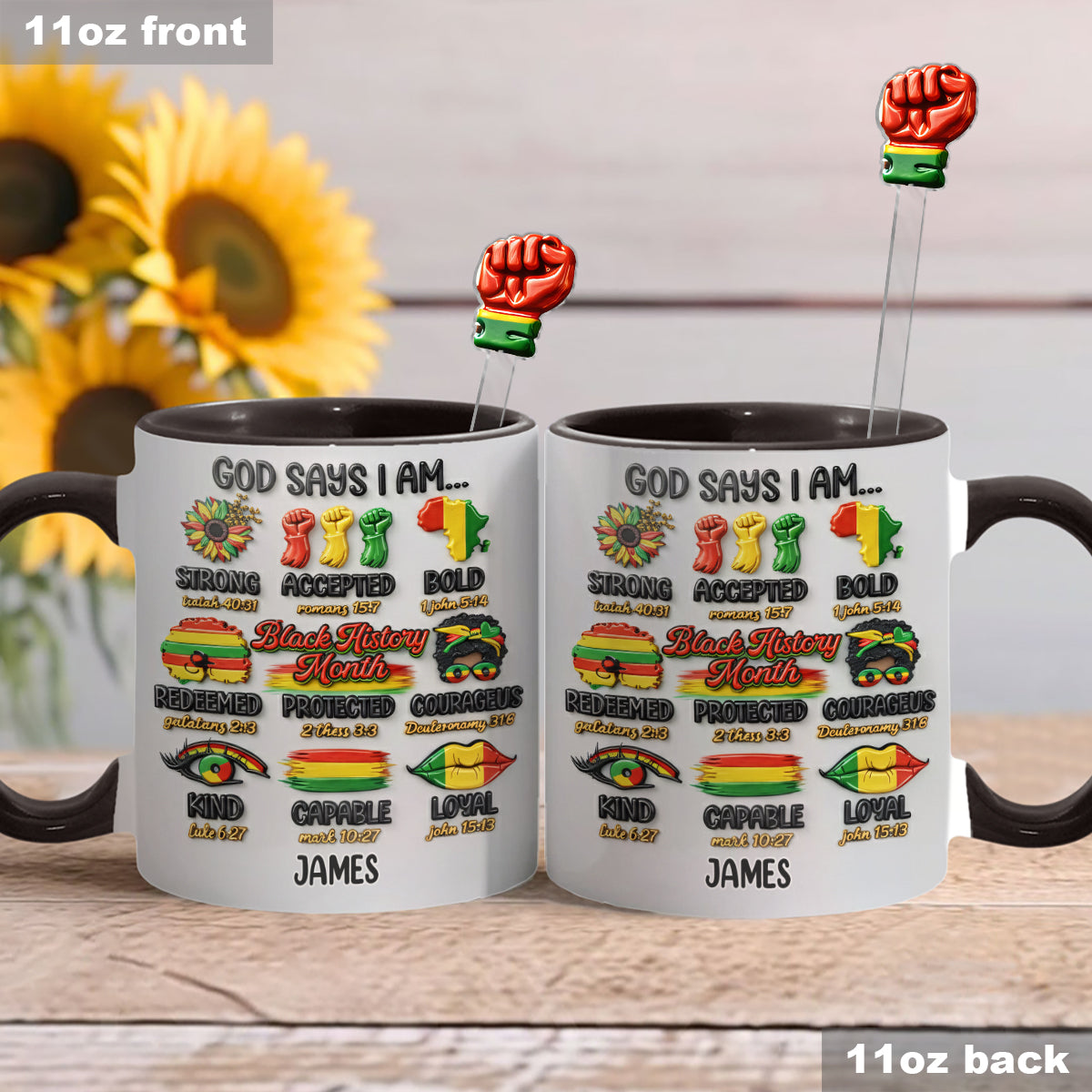 Mois de l'histoire des Noirs, Dieu dit que tu es - Mug personnalisé afro-américain avec agitateurs en acrylique