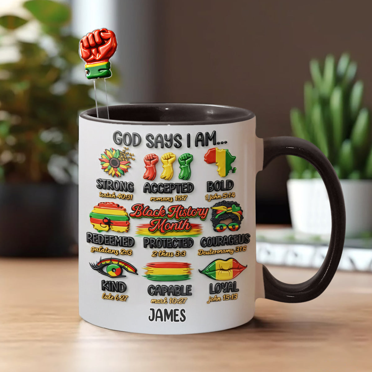 Mois de l'histoire des Noirs, Dieu dit que tu es - Mug personnalisé afro-américain avec agitateurs en acrylique