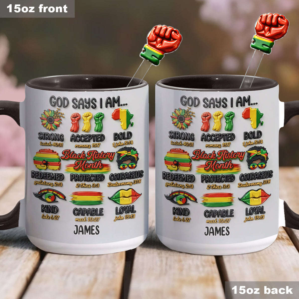 Mois de l'histoire des Noirs, Dieu dit que tu es - Mug personnalisé afro-américain avec agitateurs en acrylique