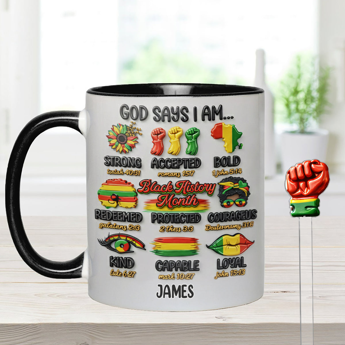Mois de l'histoire des Noirs, Dieu dit que tu es - Mug personnalisé afro-américain avec agitateurs en acrylique