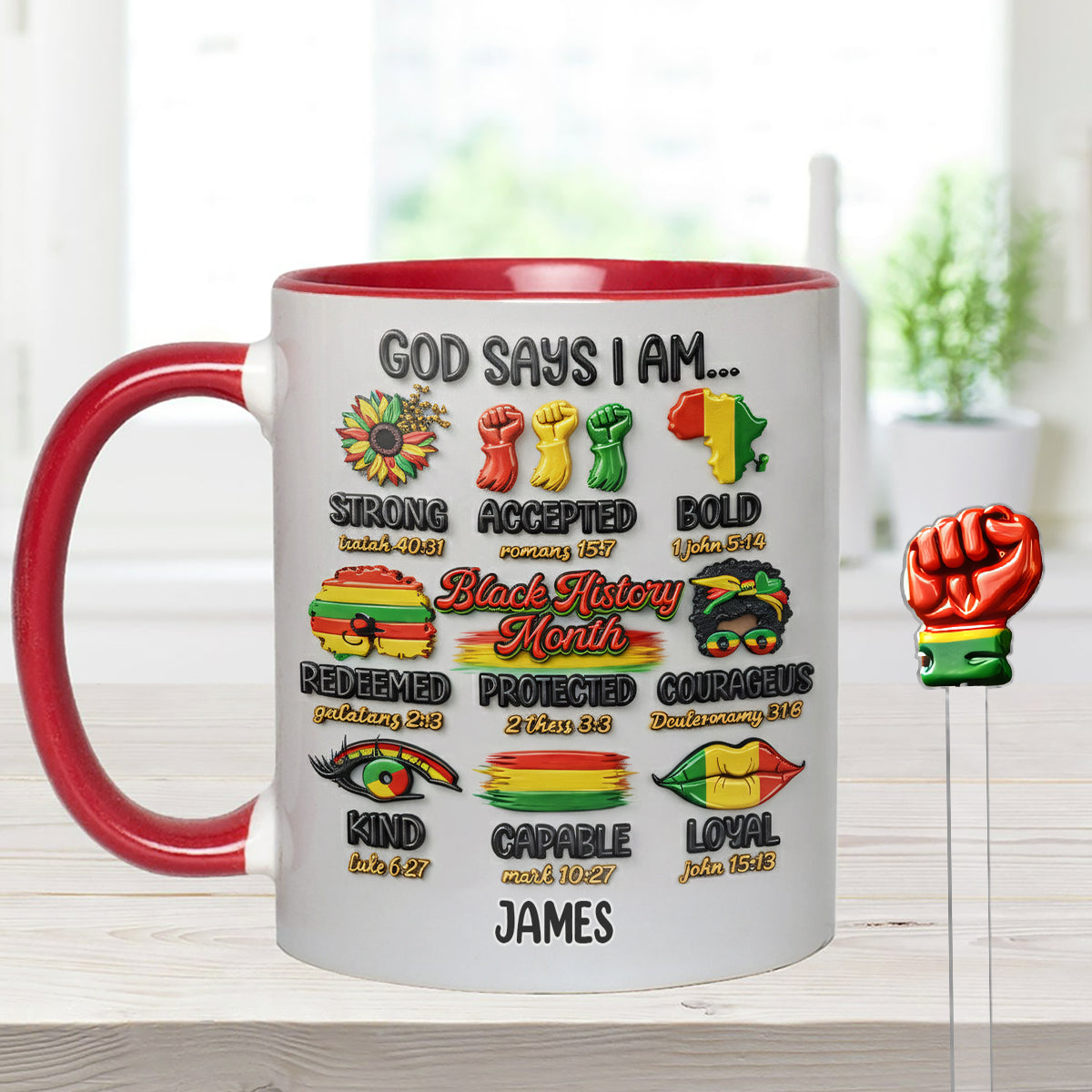 Mois de l'histoire des Noirs, Dieu dit que tu es - Mug personnalisé afro-américain avec agitateurs en acrylique