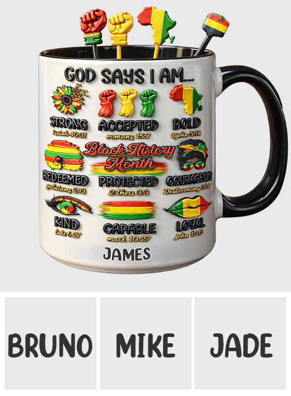 Mois de l'histoire des Noirs, Dieu dit que tu es - Mug personnalisé afro-américain avec agitateurs en acrylique