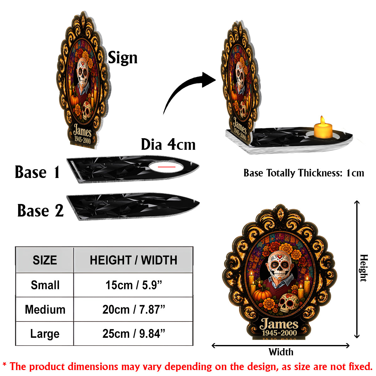 Day Of The Death - Personalized Memorial Candle Holder Sign