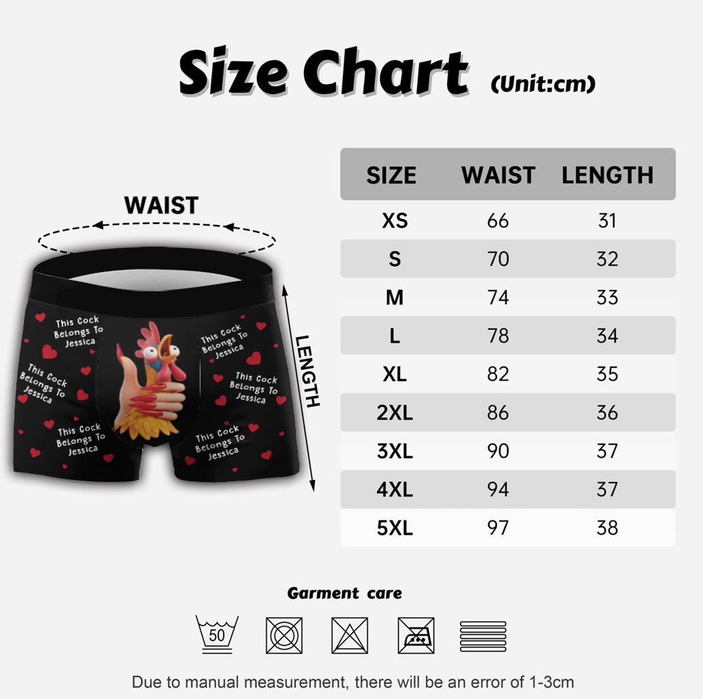 This Rooster Belongs To Her - Personalized Couple Men’s Boxer Briefs