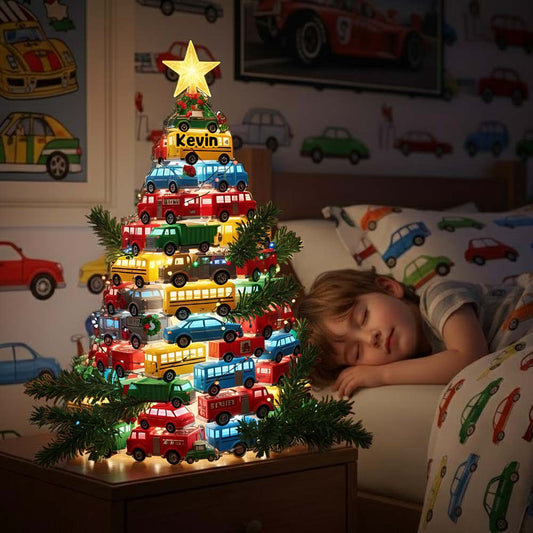 Cars Christmas - Personalisierte Acryl-LED-Nachtleuchte für Kinder