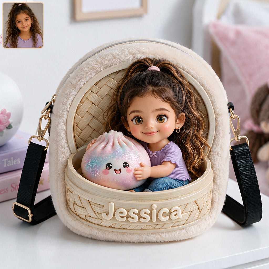 The Funny Mystery Dumpling For Kid - Personalized Kid Plush Crossbag