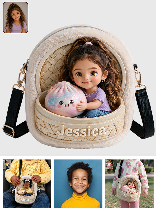 The Funny Mystery Dumpling For Kid - Personalized Kid Plush Crossbag