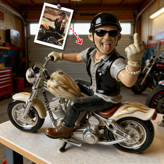 Lustiges Geschenk für Biker – personalisierte Acrylplakette in Bikerform