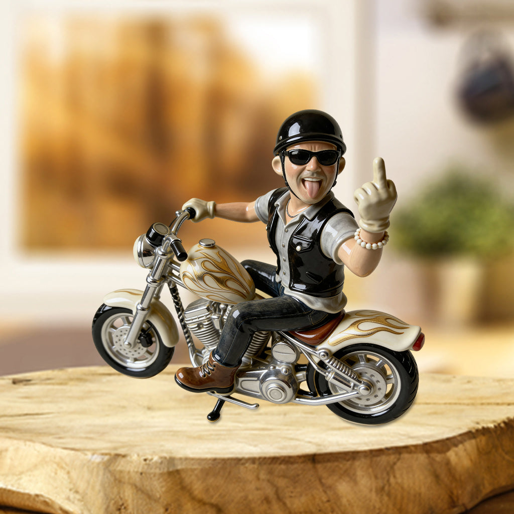 Cadeau humoristique pour motard - Plaque acrylique personnalisée en forme de motard