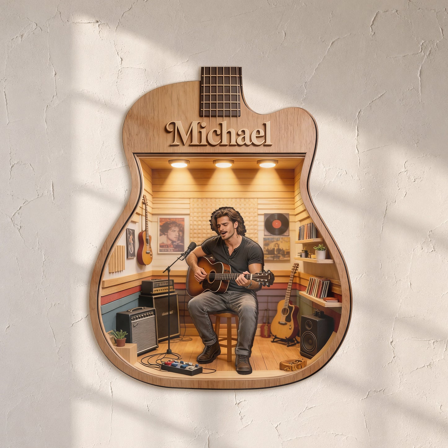 Guitar Lover - Personalized Guitar Wooden Light Shadow Box