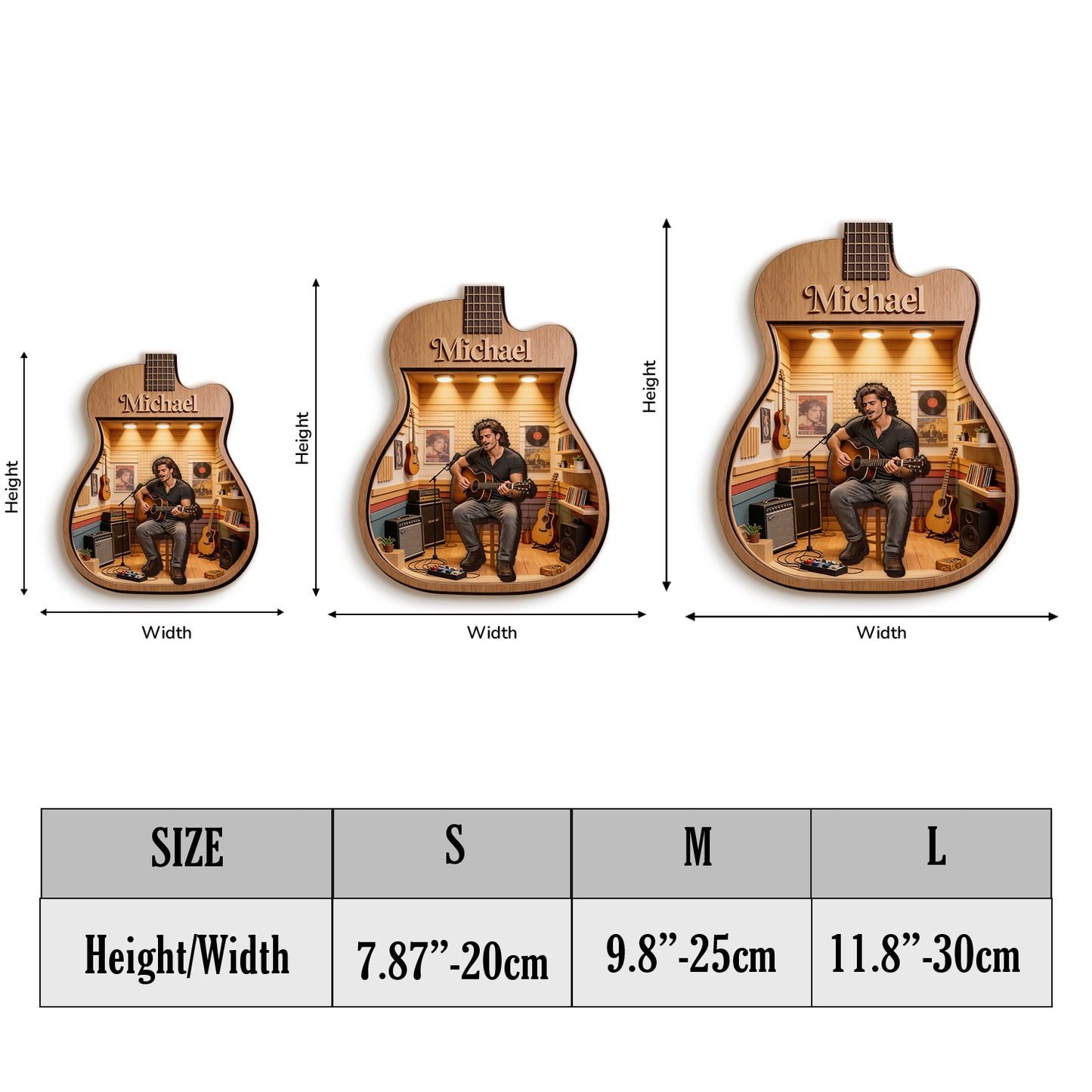 Guitar Lover - Personalized Guitar Wooden Light Shadow Box