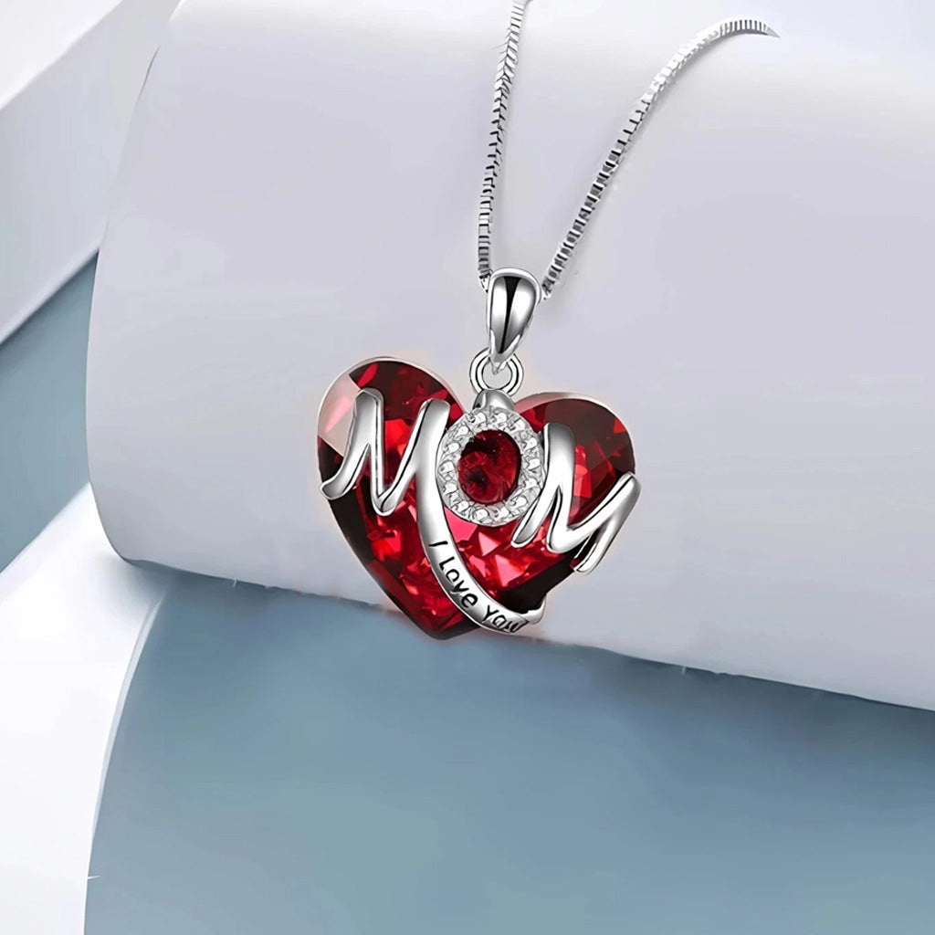 Heart-Shaped 'I Love You' MOM Pendant Necklace