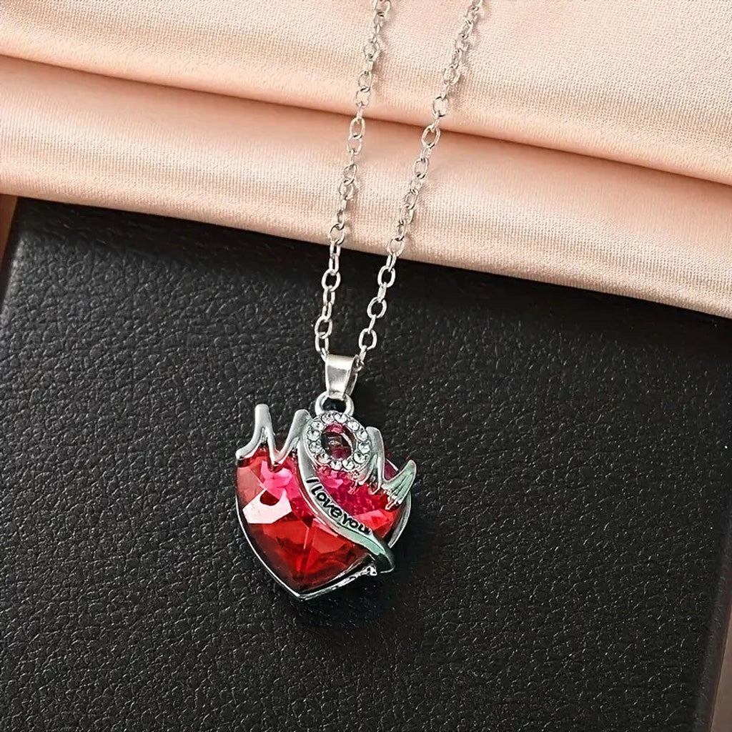 Heart-Shaped 'I Love You' MOM Pendant Necklace