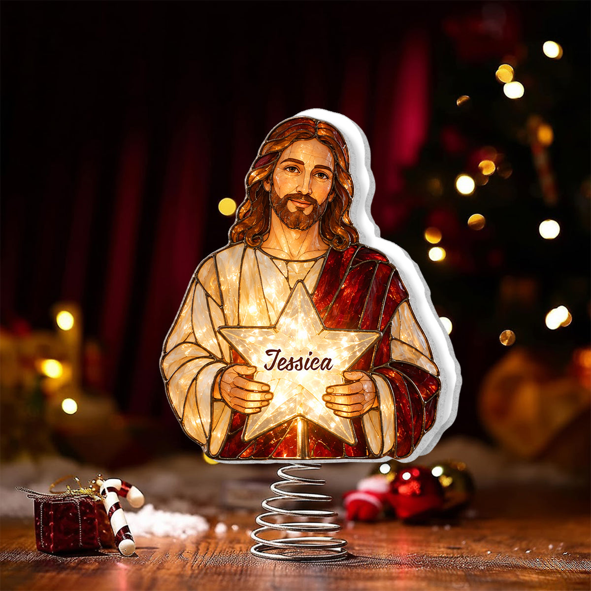The Holy Night - Personalized Christian LED Light Tree Topper