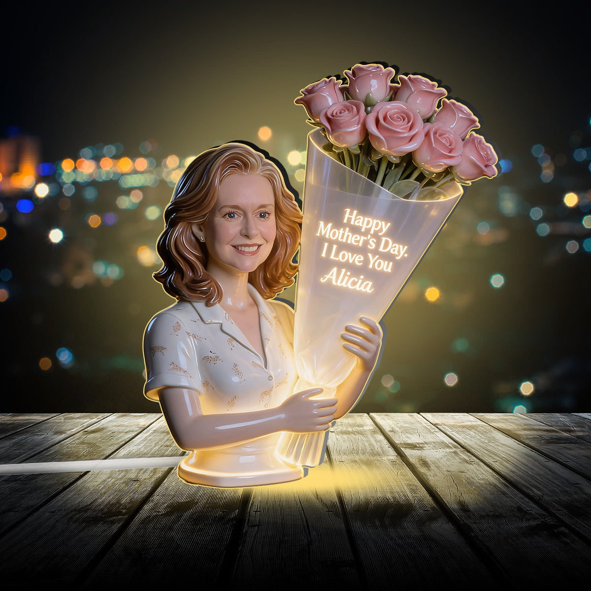 Joyeuse Fête des Mères - Lampe de Nuit LED Acrylique Personnalisée