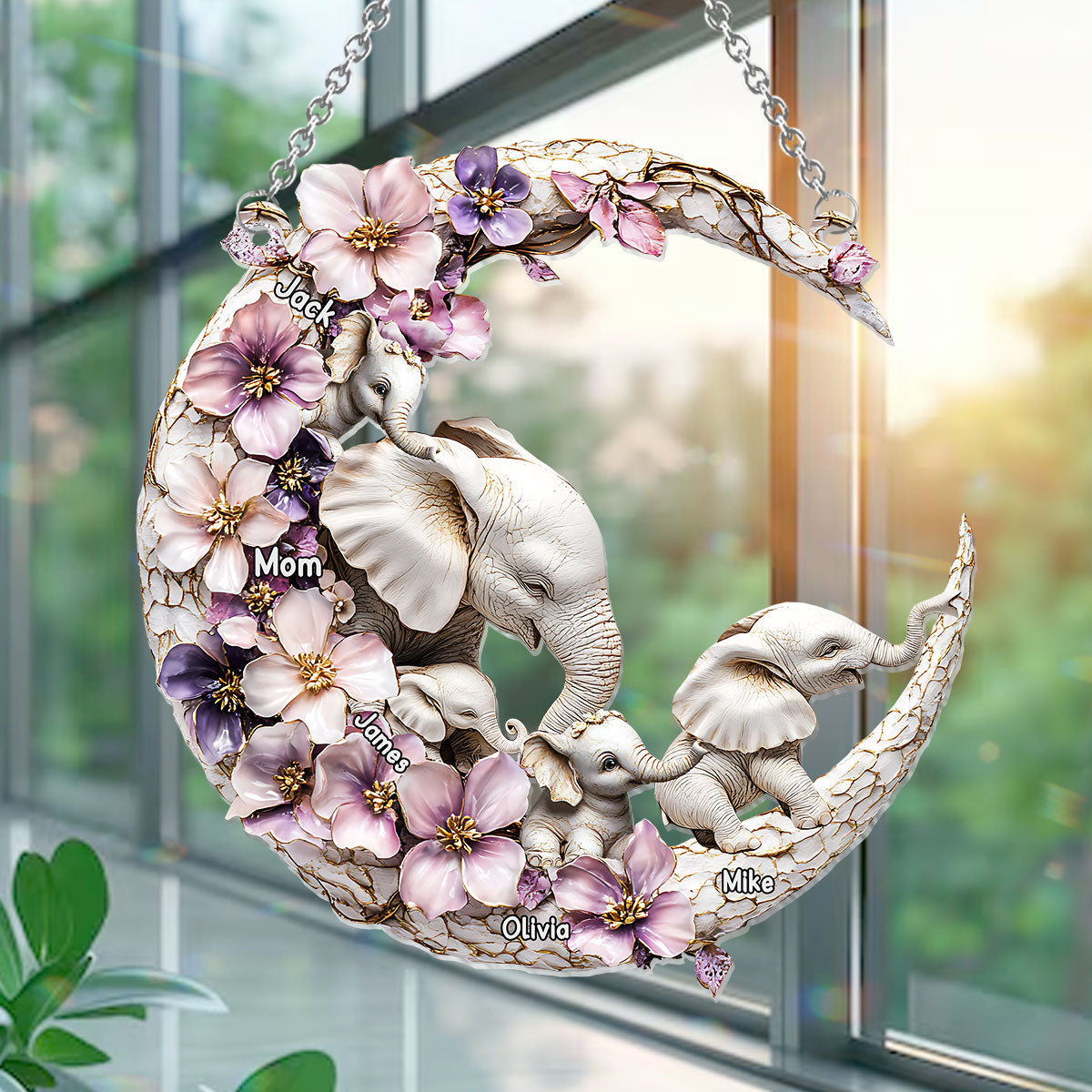 Best Mom Ever - Personalized Mother Window Hanging Suncatcher Ornament