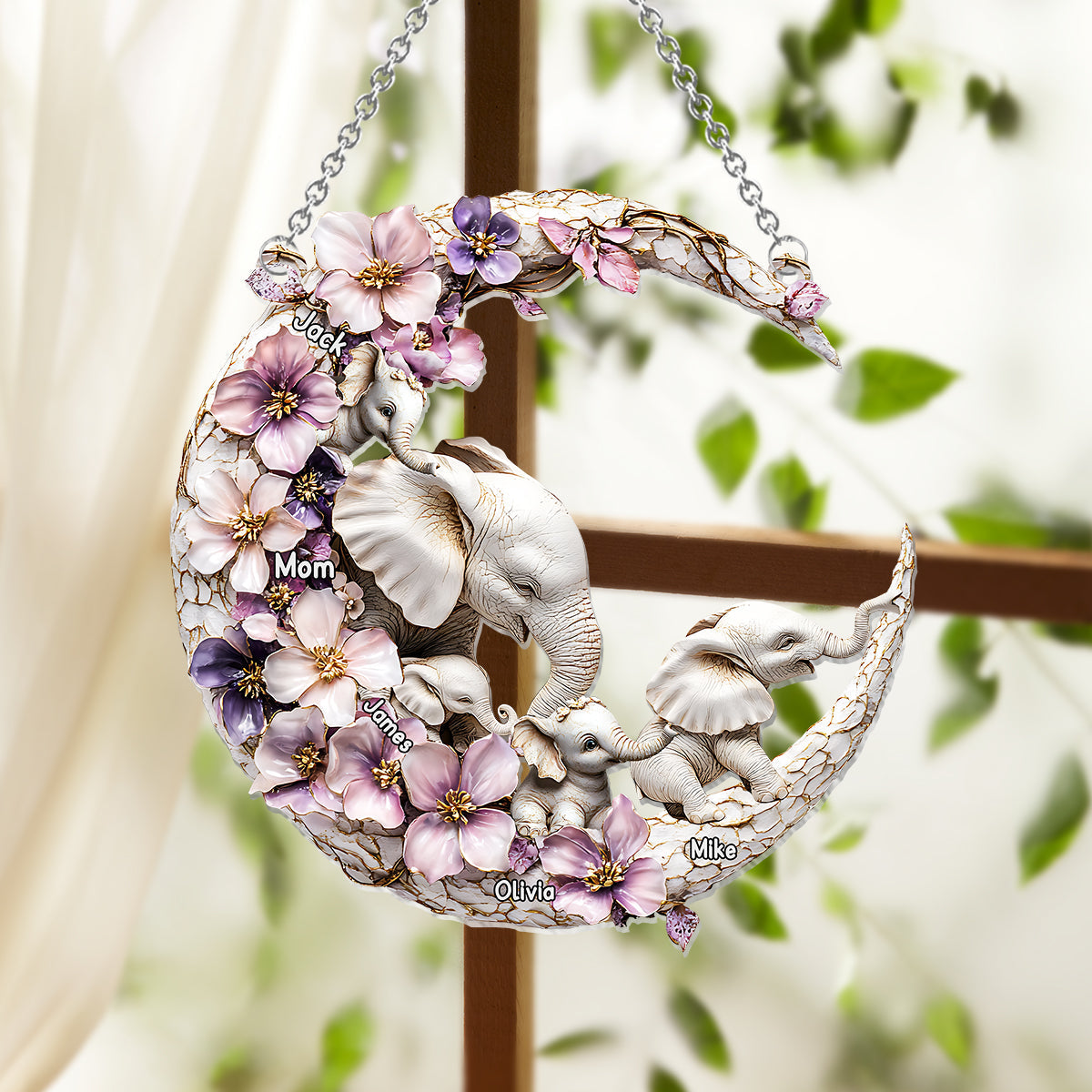 Best Mom Ever - Personalized Mother Window Hanging Suncatcher Ornament