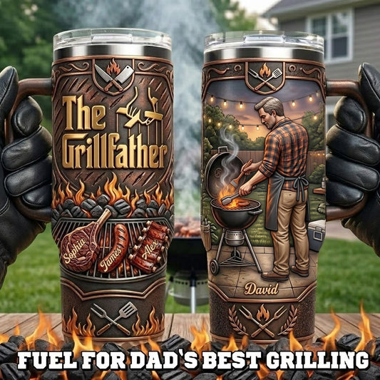 Der Grillvater - Personalisierter Vater-Tumbler mit Griff