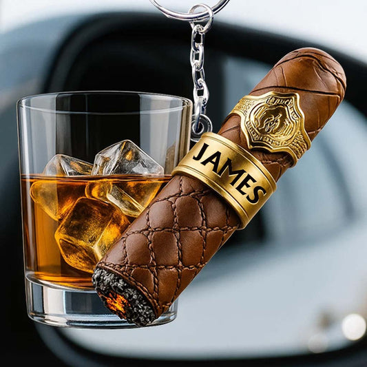 Porte-clés whisky personnalisé Whiskey & Cigar -