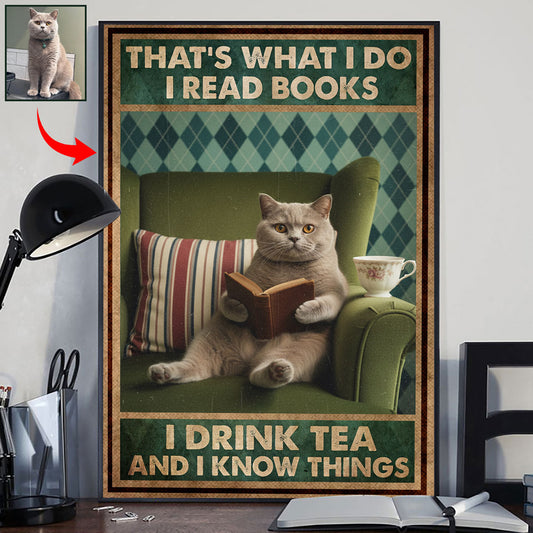 C'est ce que je fais : Personnalisation avec votre photo, style rétro vintage - Toile et affiche personnalisées avec un chat