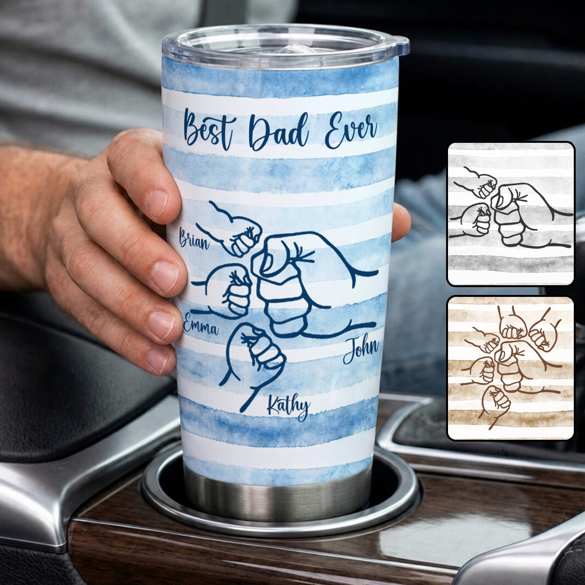 Bester Papa Ever Fist Bump Retro Streifen - Personalisierter Vater Becher