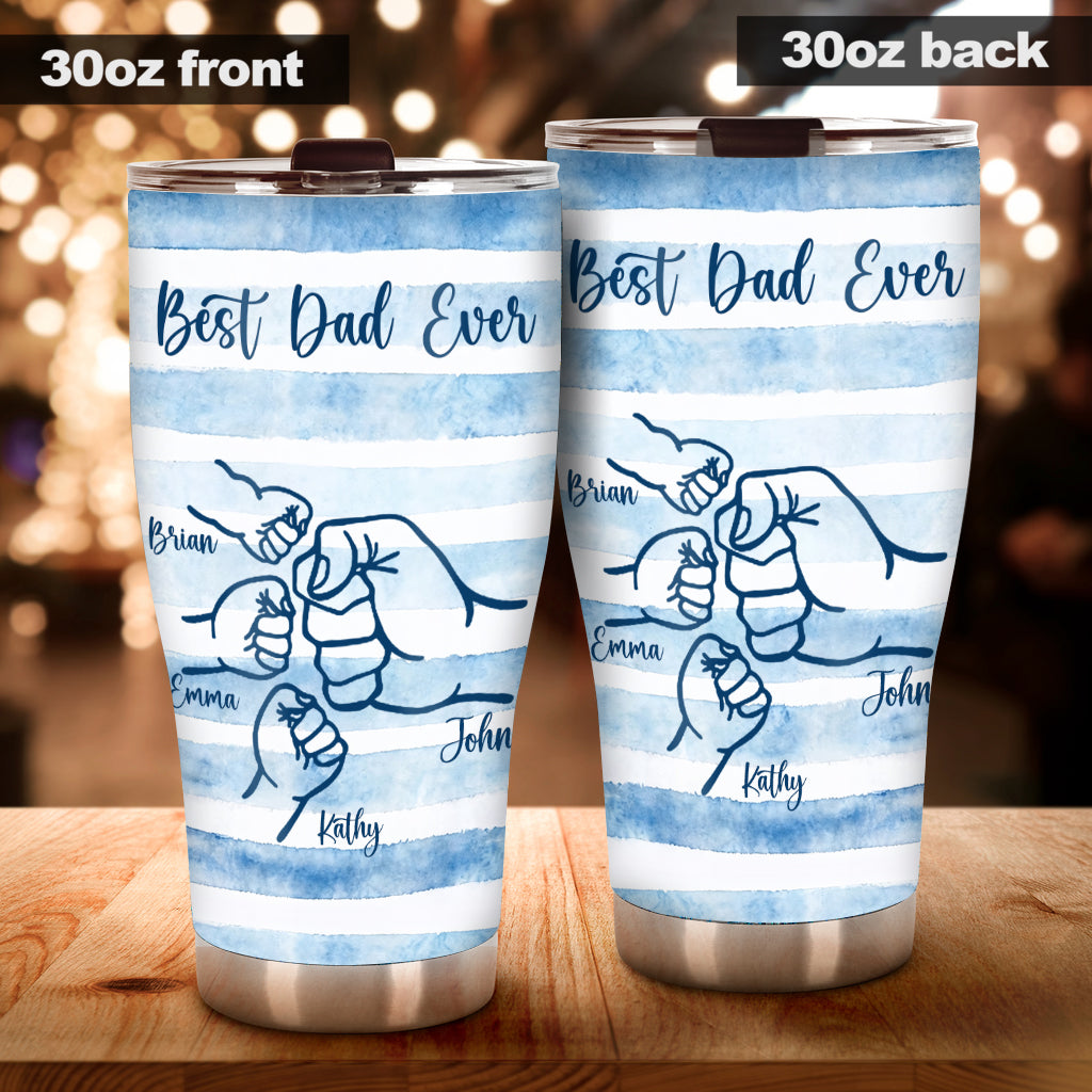 Bester Papa Ever Fist Bump Retro Streifen - Personalisierter Vater Becher