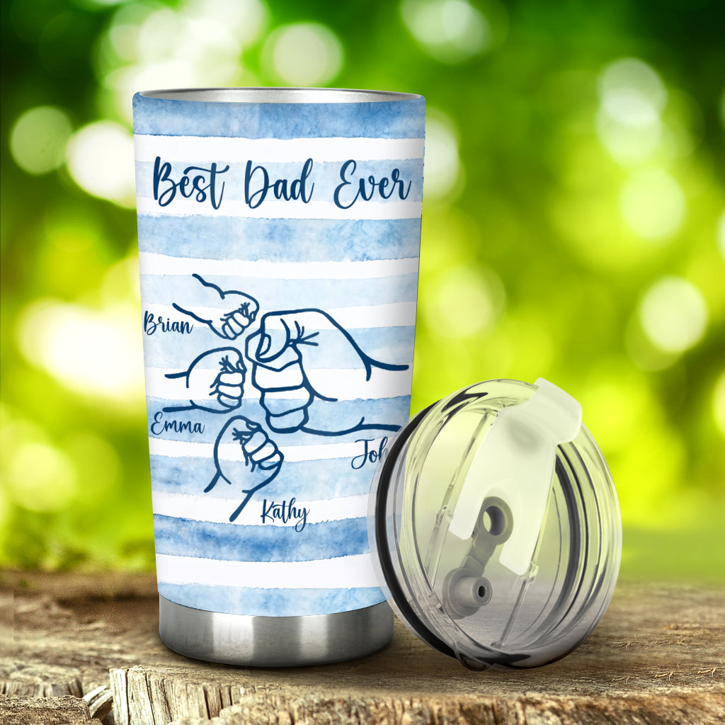 Bester Papa Ever Fist Bump Retro Streifen - Personalisierter Vater Becher