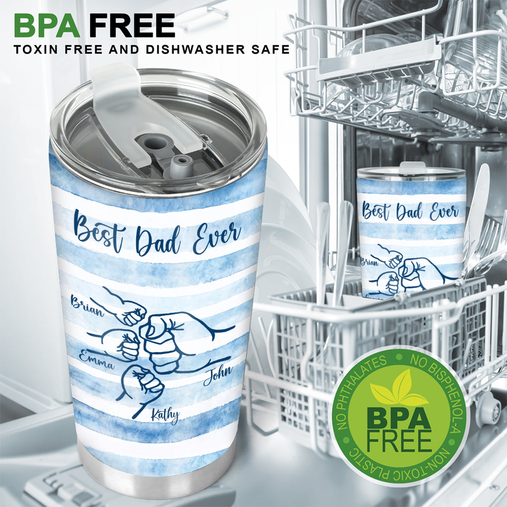 Bester Papa Ever Fist Bump Retro Streifen - Personalisierter Vater Becher