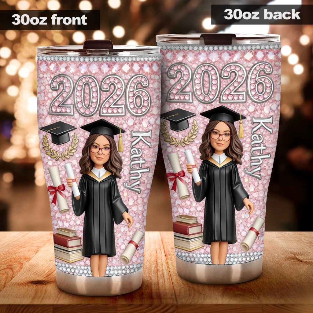 Personalisierte Foto-Tasse, Glückliche Abschlussgeschenk - Individueller Abschluss-Tumbler