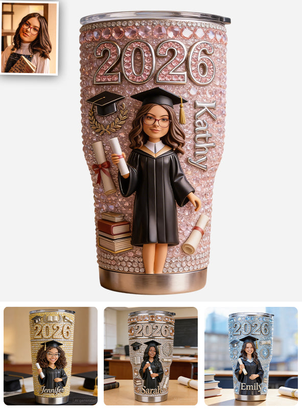 Personalisierte Foto-Tasse, Glückliche Abschlussgeschenk - Individueller Abschluss-Tumbler