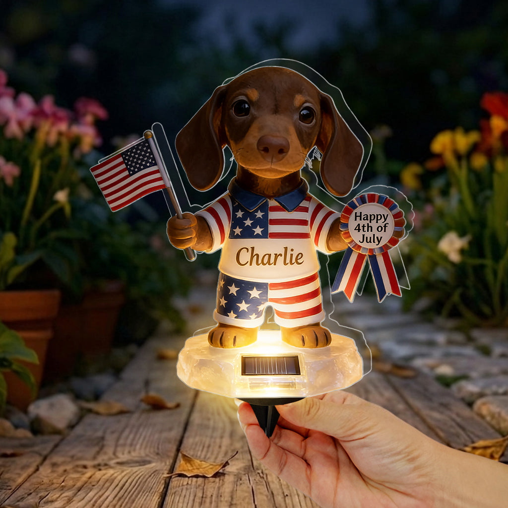 Frohen 4. Juli - Personalisierte Hundesolar-Acrylleuchte