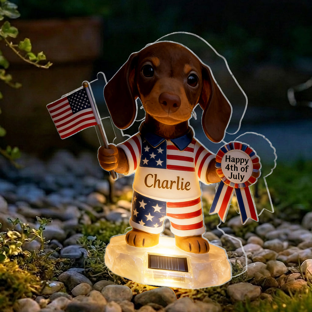 Frohen 4. Juli - Personalisierte Hundesolar-Acrylleuchte