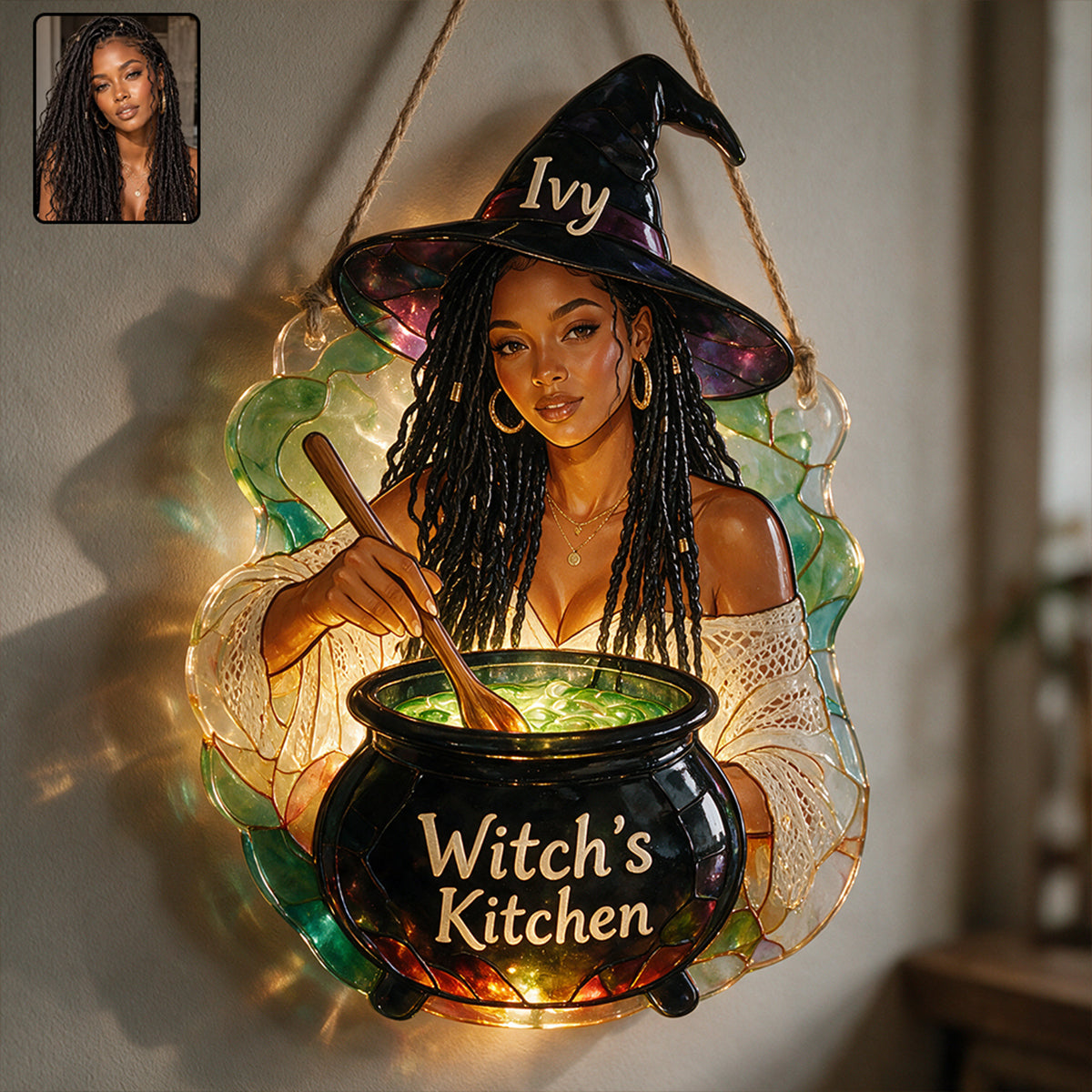 Witch's Kitchen - Personalized Witch Paper Towel Stand & Notebook & LED Acrylic Sign Gift Set