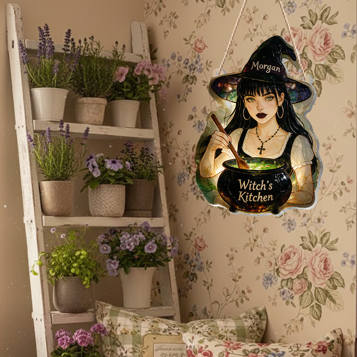 Witch's Kitchen - Personalized Witch Paper Towel Stand & Notebook & LED Acrylic Sign Gift Set