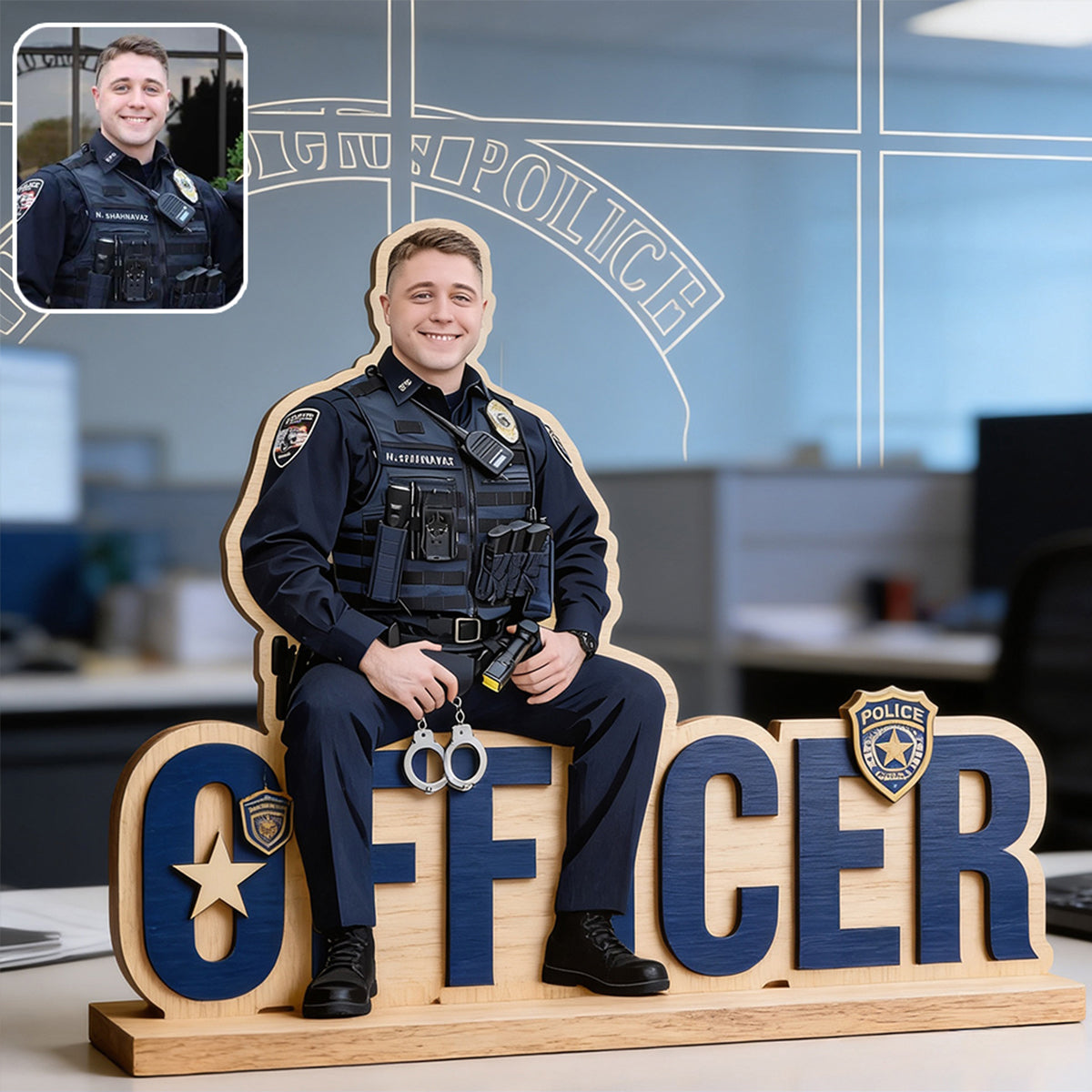 Plaque de Nom de Police - Plaque Personnalisée pour Officier de Police 2 Couches