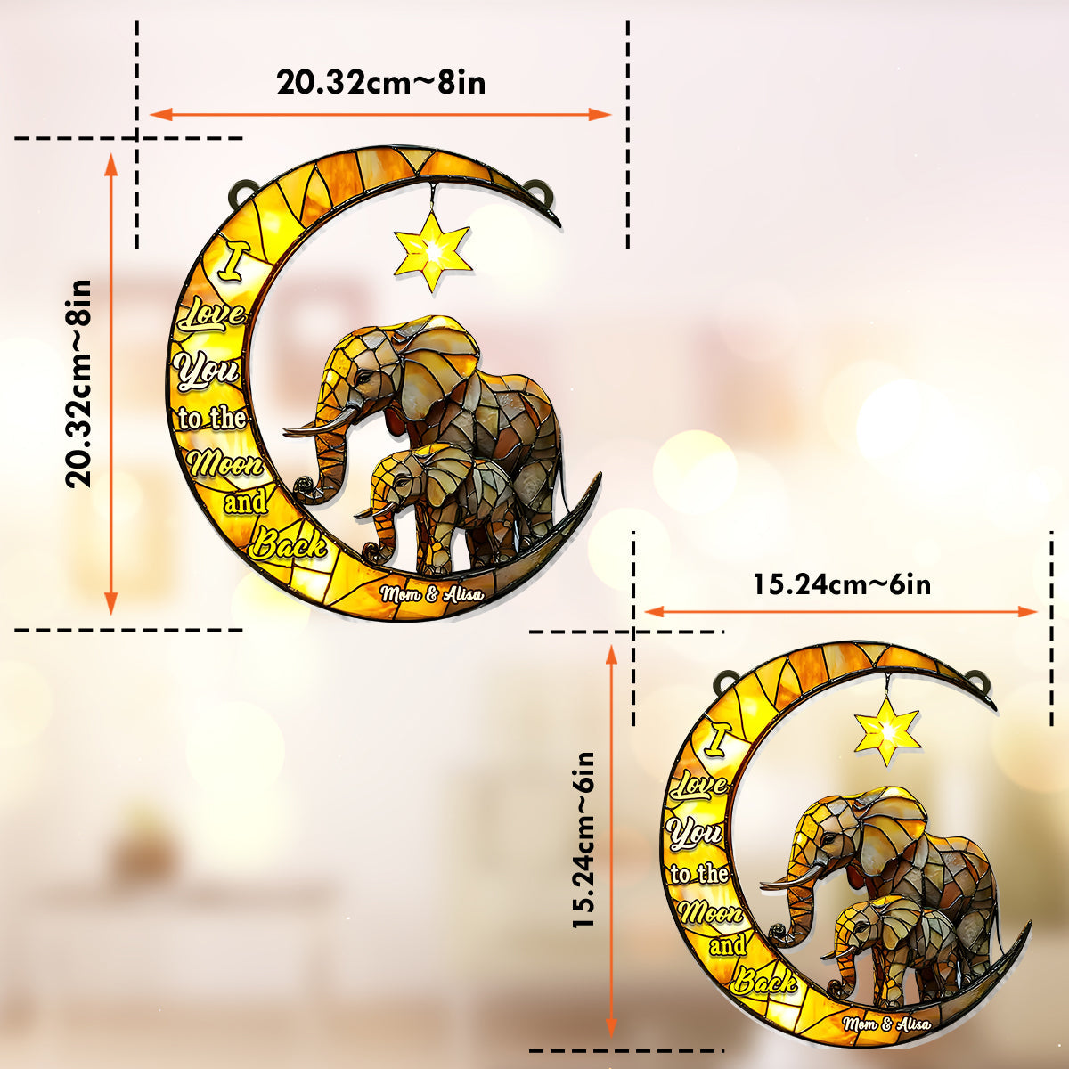 I Love You To The Moon And Back - Personalized Mother Window Hanging Suncatcher Ornament