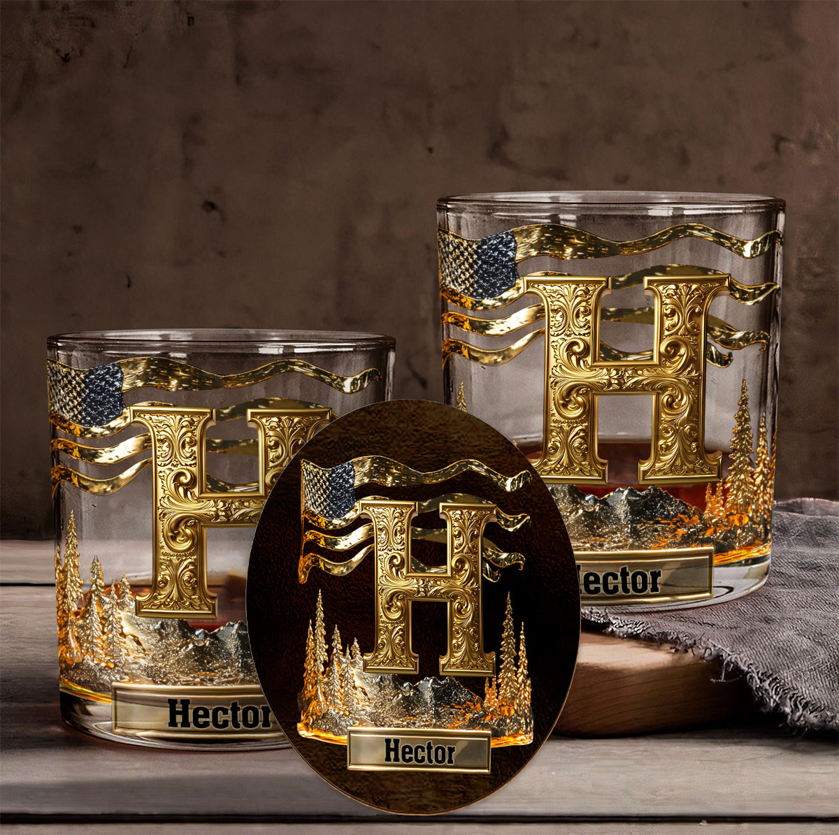 Anfangsbuchstabe für Whisky- und Bourbon-Liebhaber – personalisiertes Whiskyglas