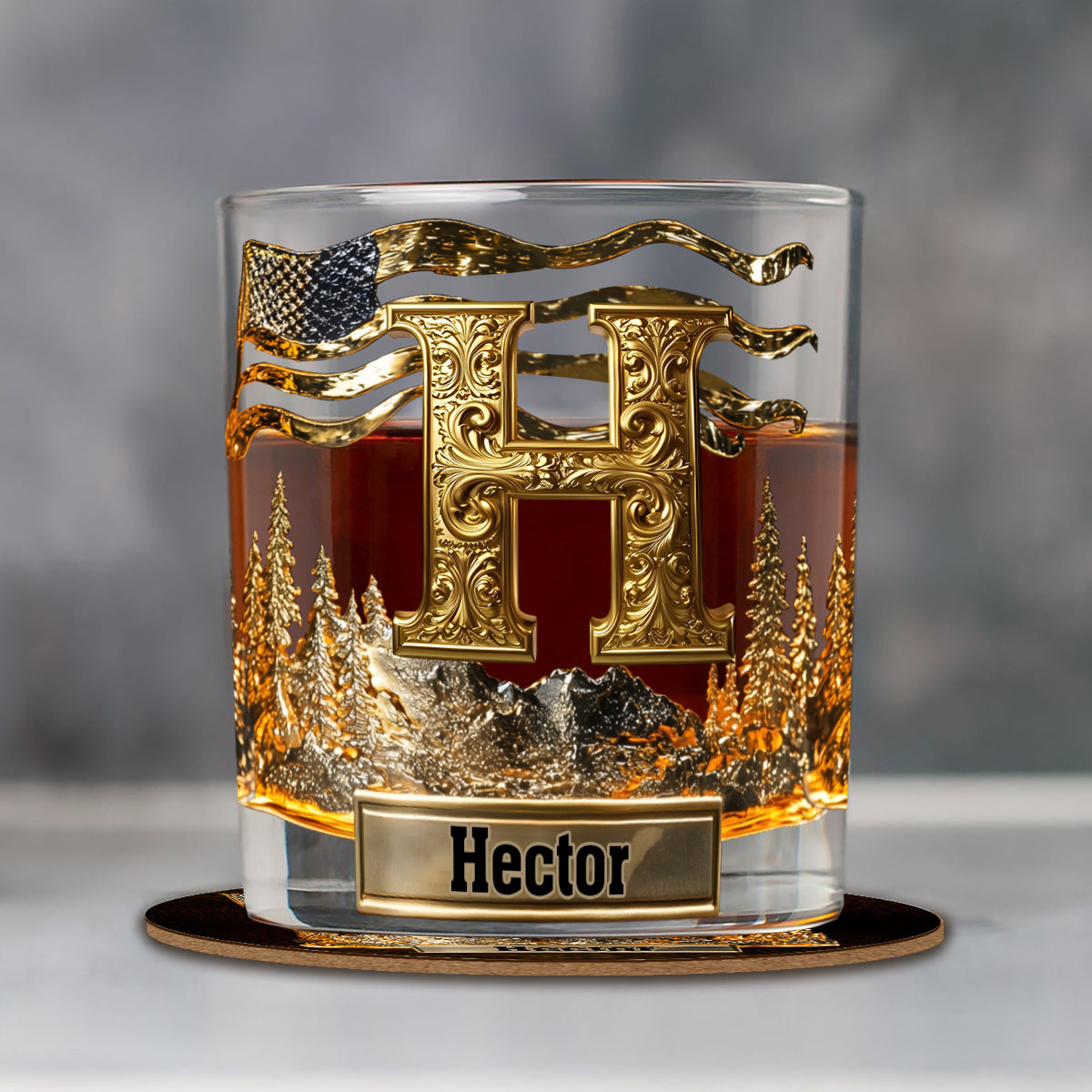 Anfangsbuchstabe für Whisky- und Bourbon-Liebhaber – personalisiertes Whiskyglas