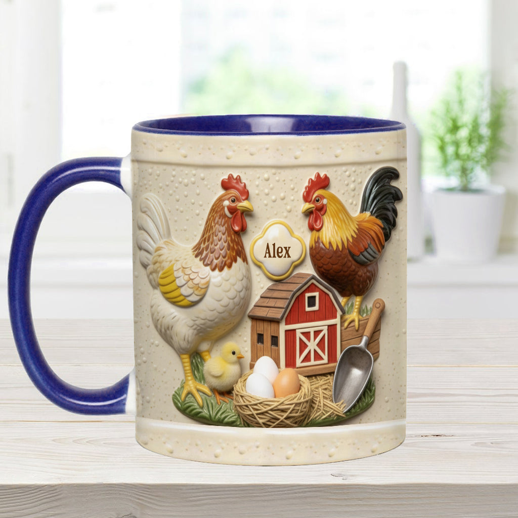 Liebe Hühnchen – Personalisierte Tasse und Untersetzer mit Hühnermotiv