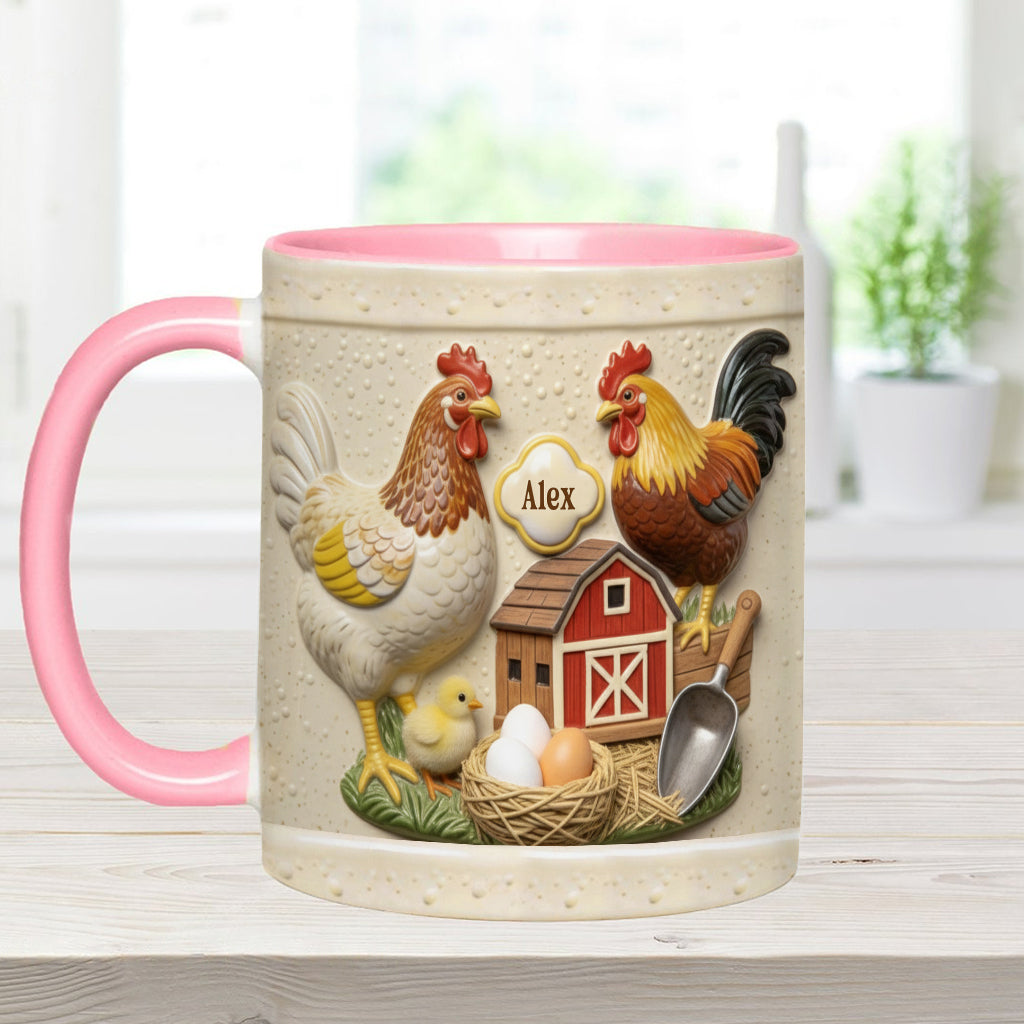 Liebe Hühnchen – Personalisierte Tasse und Untersetzer mit Hühnermotiv