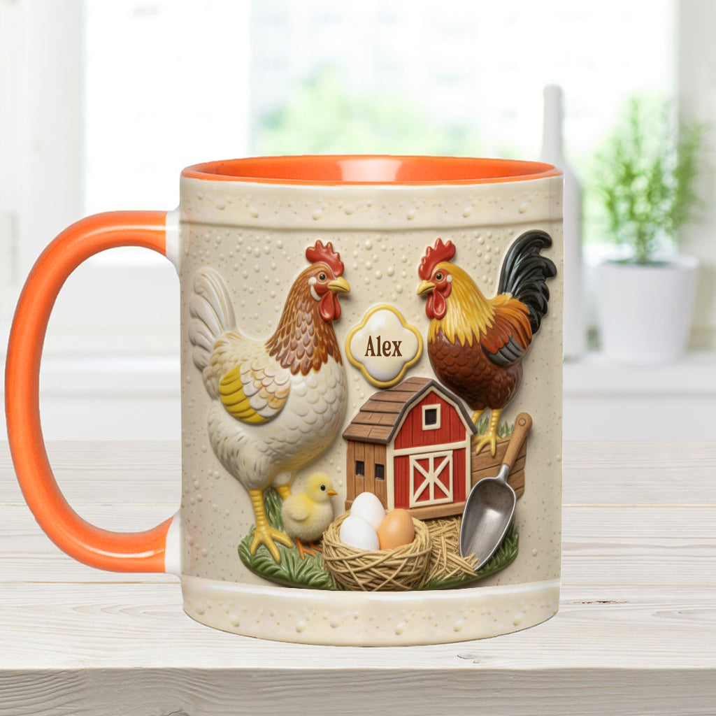 Liebe Hühnchen – Personalisierte Tasse und Untersetzer mit Hühnermotiv
