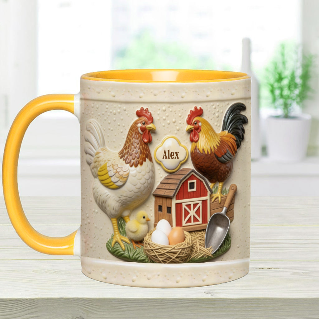 Liebe Hühnchen – Personalisierte Tasse und Untersetzer mit Hühnermotiv