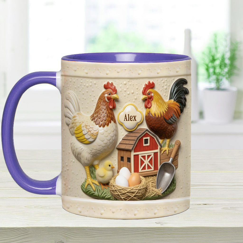 Liebe Hühnchen – Personalisierte Tasse und Untersetzer mit Hühnermotiv