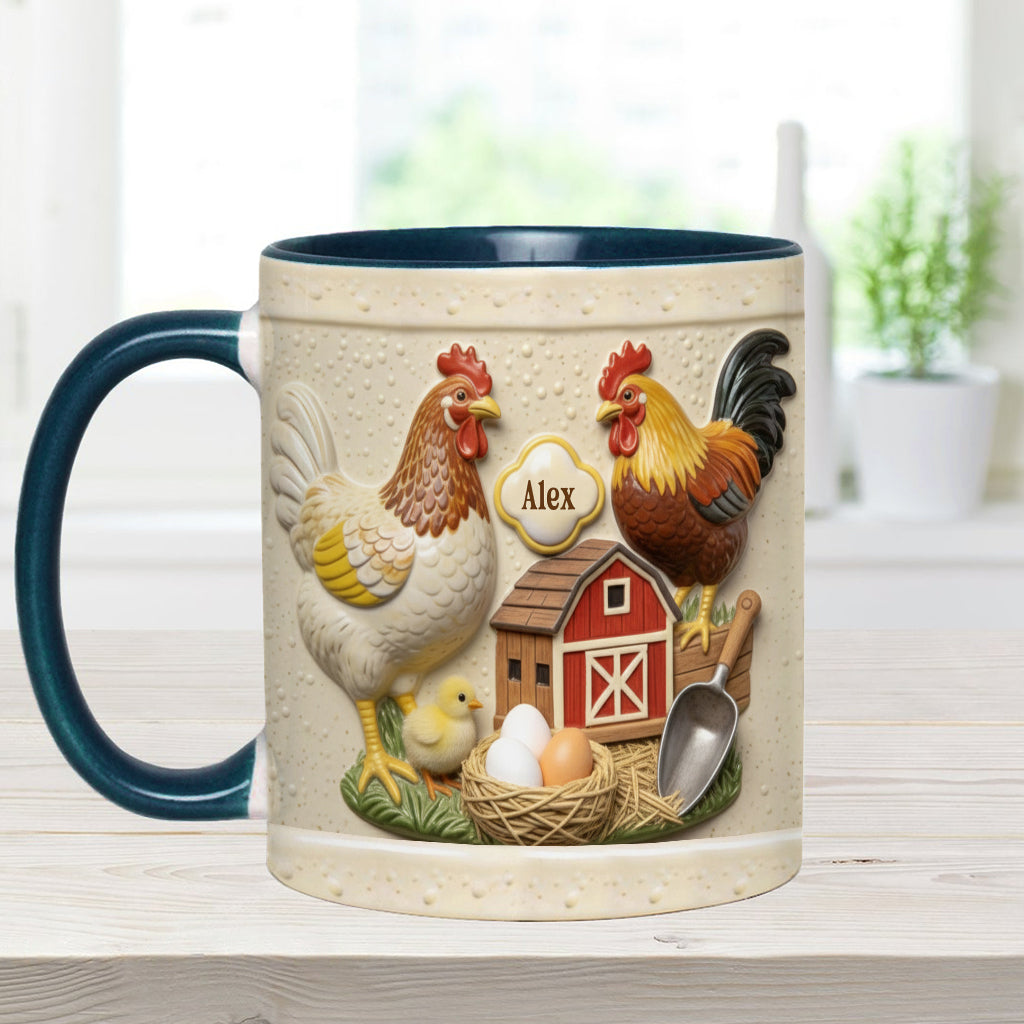 Liebe Hühnchen – Personalisierte Tasse und Untersetzer mit Hühnermotiv