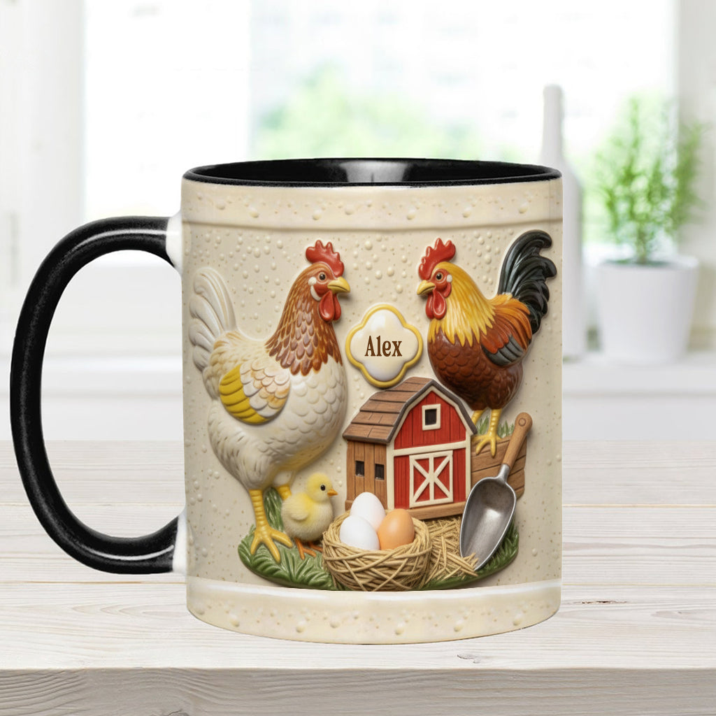 Liebe Hühnchen – Personalisierte Tasse und Untersetzer mit Hühnermotiv